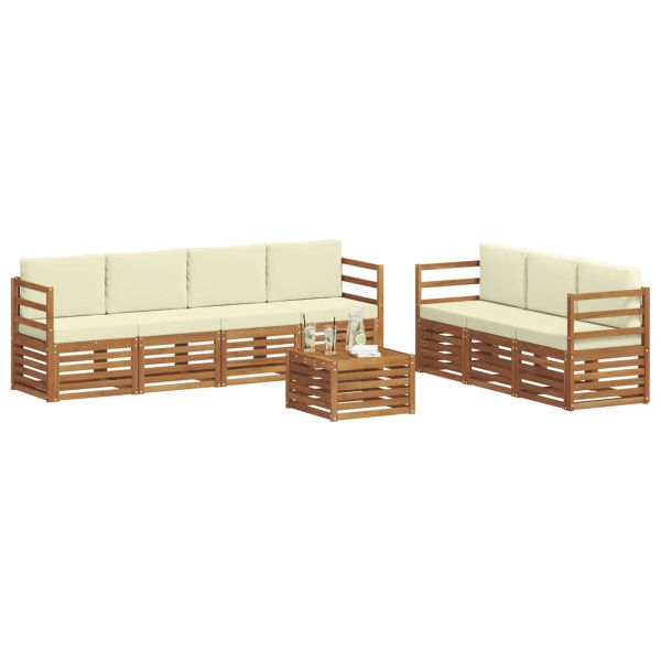 Комплекти дивани 8 pcs Натурален и Крема Солидно акациево дърво