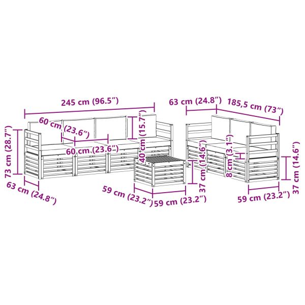 Комплекти дивани с възглавница 8 pcs Натурален и Антрацит