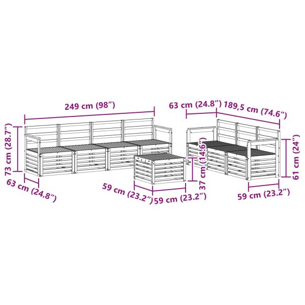 Комплекти дивани 8 pcs Естествен Солидно акациево дърво