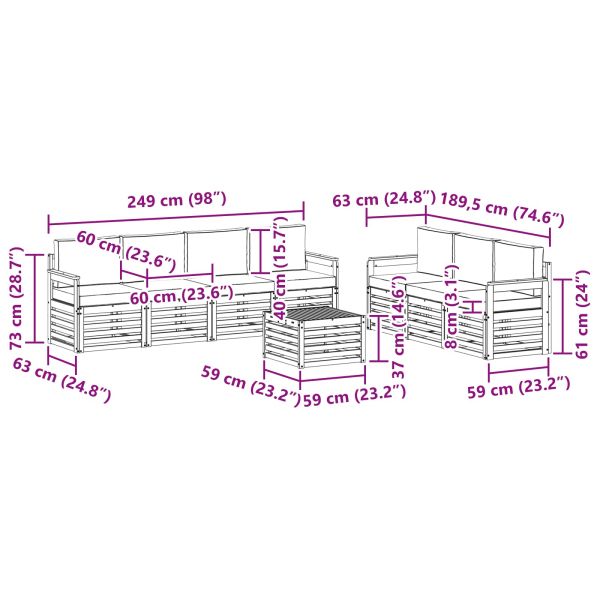 Комплекти дивани с възглавница 8 pcs Естествено и светло сиво