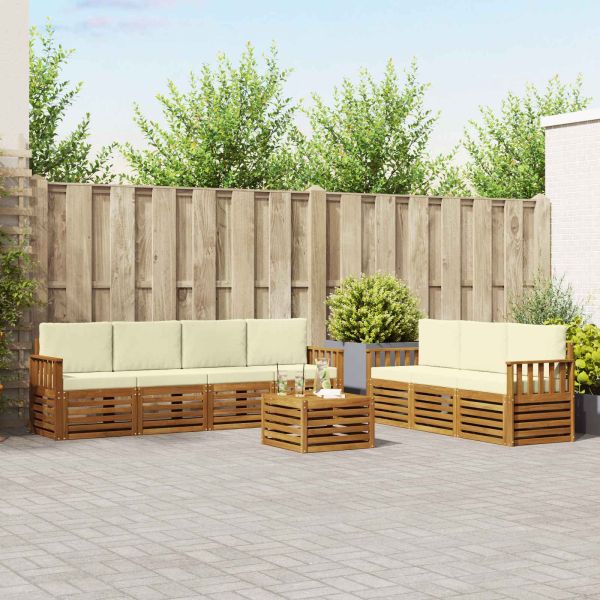 Комплекти дивани 8 pcs Натурален и Крема Солидно акациево дърво