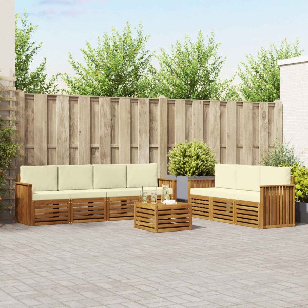 Комплекти дивани 8 pcs Натурален и Крема Солидно акациево дърво