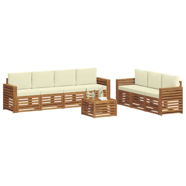 Комплекти дивани 8 pcs Натурален и Крема Солидно акациево дърво