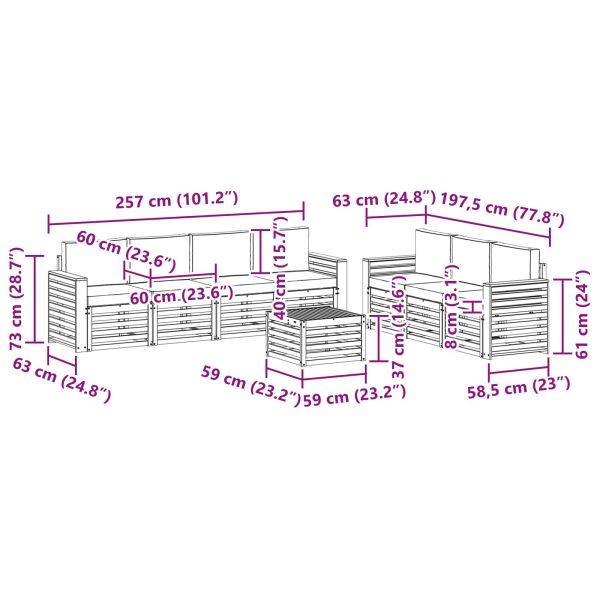 Комплекти дивани с възглавница 8 pcs Натурален и Антрацит