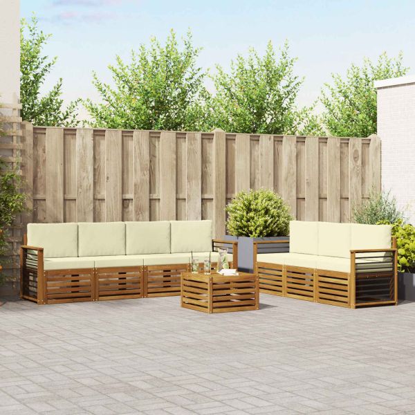 Комплекти дивани 8 pcs Натурален и Крема Солидно акациево дърво