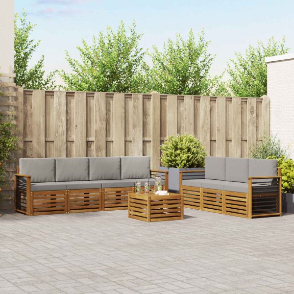 Комплекти дивани с възглавница 8 pcs Естествено и светло сиво