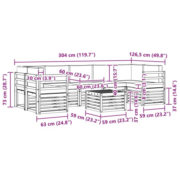 Комплекти дивани с възглавница 8 pcs Естествено и светло сиво