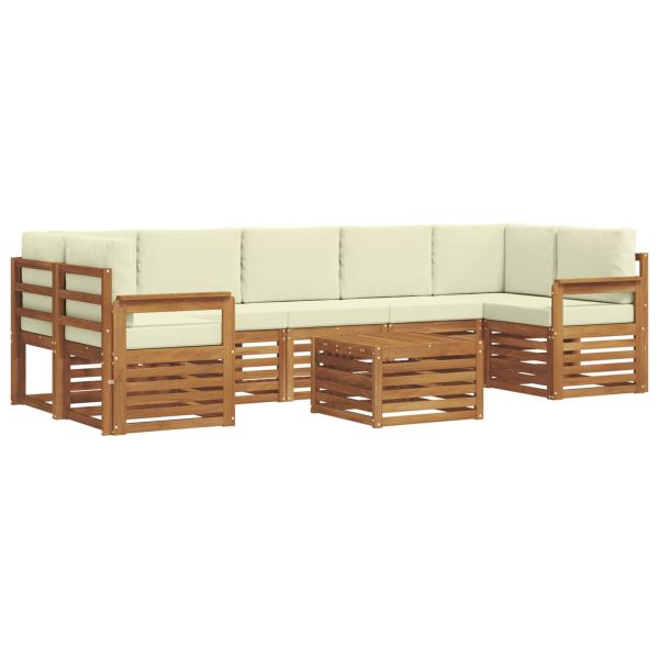 Комплекти дивани 8 pcs Натурален и Крема Солидно акациево дърво