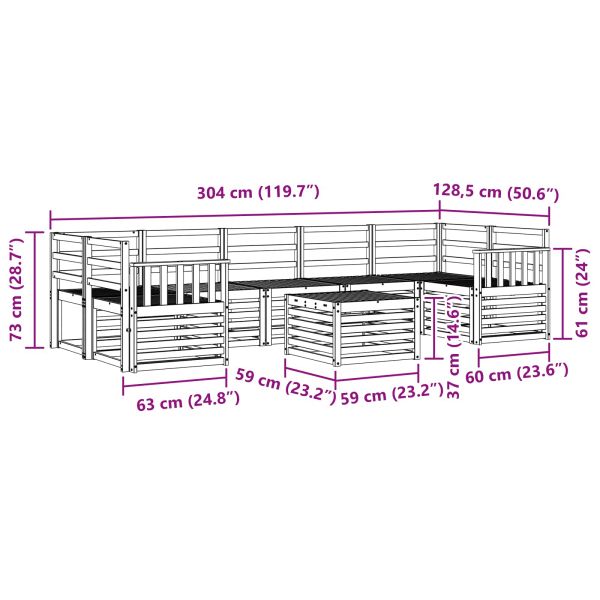 Комплекти дивани 8 pcs Естествен Солидно акациево дърво