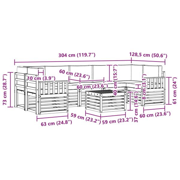 Комплекти дивани с възглавница 8 pcs Натурален и Антрацит