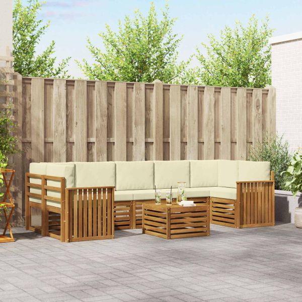 Комплекти дивани 8 pcs Натурален и Крема Солидно акациево дърво