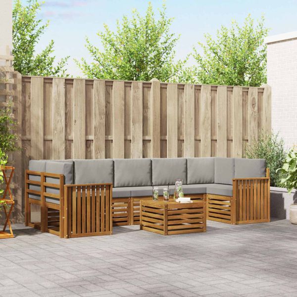 Комплекти дивани с възглавница 8 pcs Естествено и светло сиво