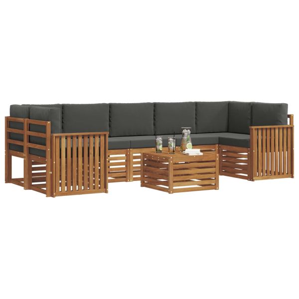 Комплекти дивани с възглавница 8 pcs Натурален и Антрацит