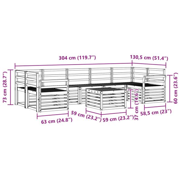 Комплекти дивани 8 pcs Естествен Солидно акациево дърво