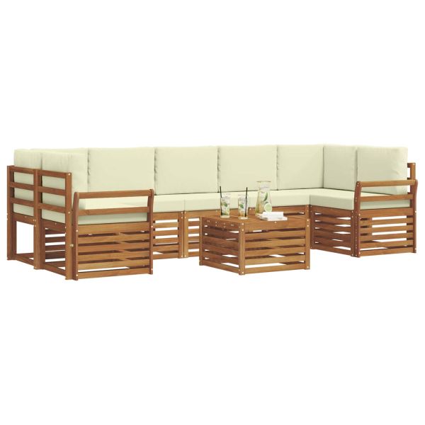 Комплекти дивани 8 pcs Натурален и Крема Солидно акациево дърво