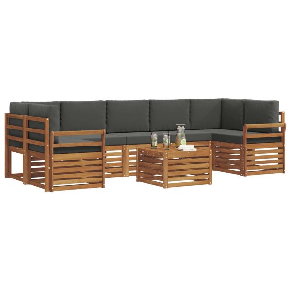 Комплекти дивани с възглавница 8 pcs Натурален и Антрацит