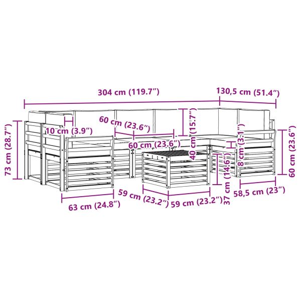 Комплекти дивани с възглавница 8 pcs Натурален и Антрацит
