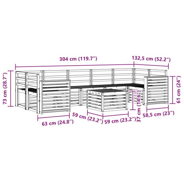 Комплекти дивани 8 pcs Естествен Солидно акациево дърво