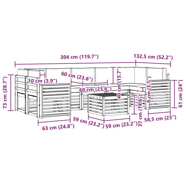Комплекти дивани с възглавница 8 pcs Натурален и Антрацит