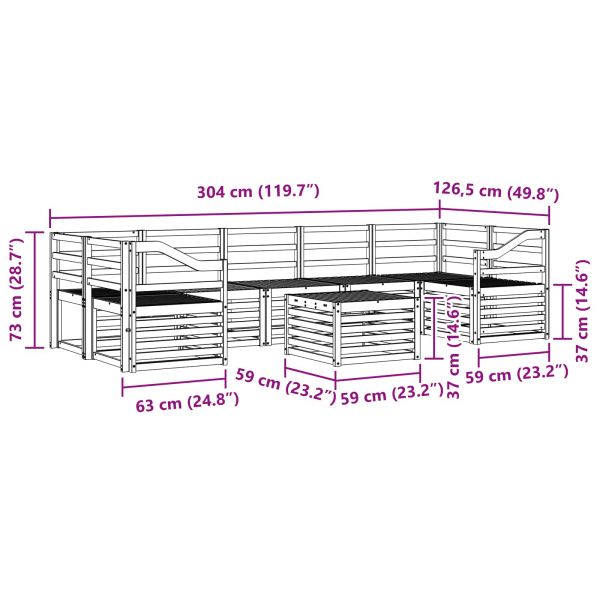 Комплекти дивани 8 pcs Естествен Солидно акациево дърво