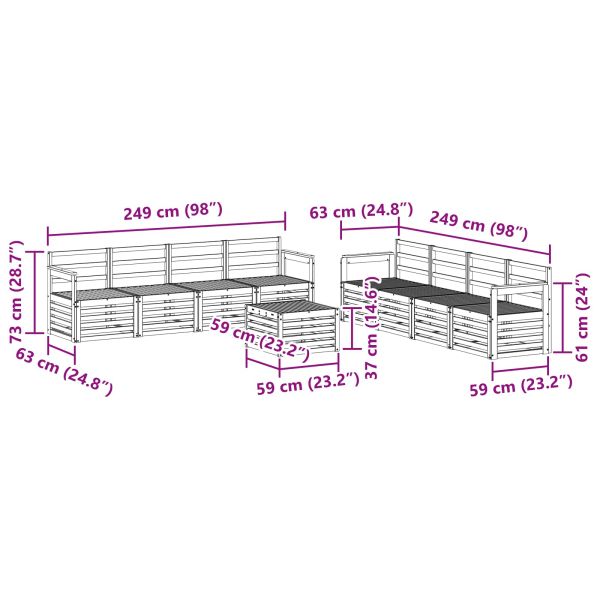 Комплекти дивани 9 pcs Естествен Солидно акациево дърво