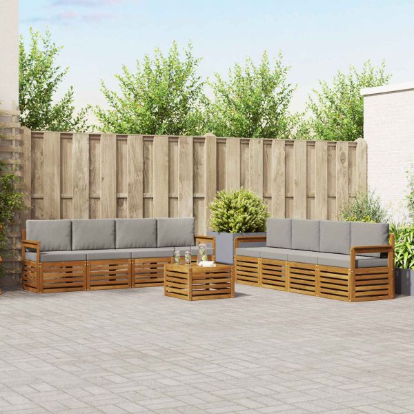 Комплекти дивани с възглавница 9 pcs Естествено и светло сиво