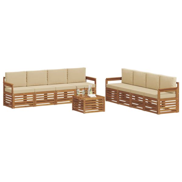 Комплекти дивани 9 pcs Натурален и Бежов Солидно акациево дърво