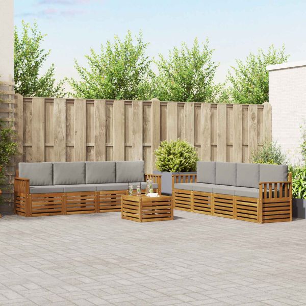 Комплекти дивани с възглавница 9 pcs Естествено и светло сиво