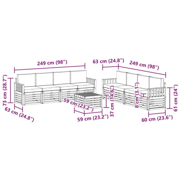 Комплекти дивани с възглавница 9 pcs Натурален и Антрацит