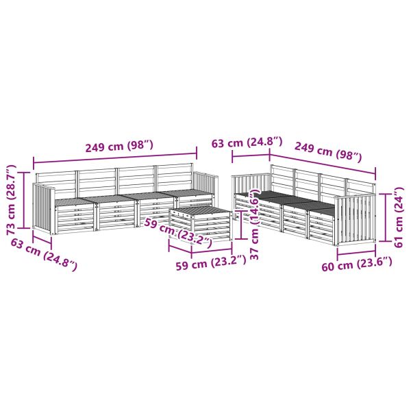 Комплекти дивани 9 pcs Естествен Солидно акациево дърво