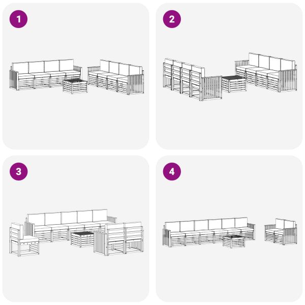 Комплекти дивани 9 pcs Натурален и Крема Солидно акациево дърво