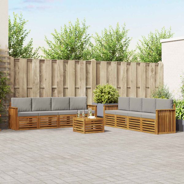 Комплекти дивани с възглавница 9 pcs Естествено и светло сиво