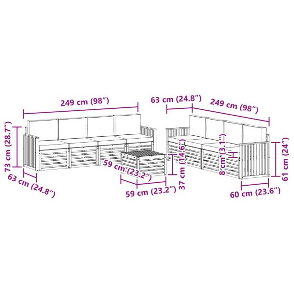 Комплекти дивани с възглавница 9 pcs Естествено и светло сиво