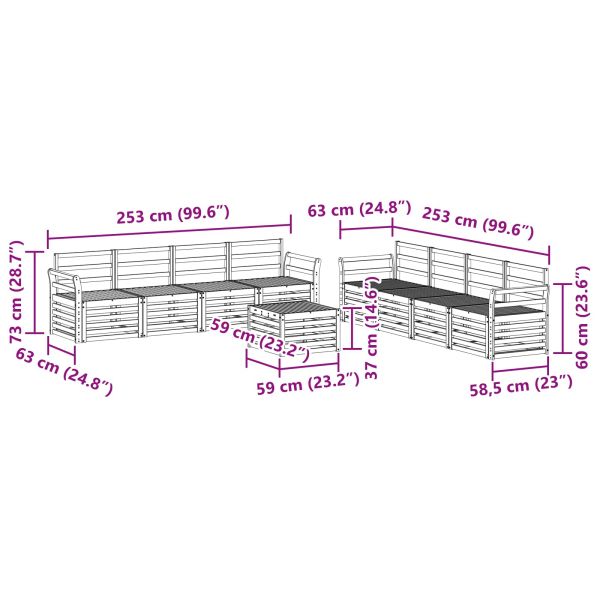 Комплекти дивани 9 pcs Естествен Солидно акациево дърво