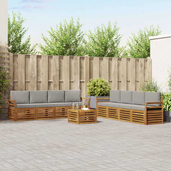 Комплекти дивани с възглавница 9 pcs Естествено и светло сиво