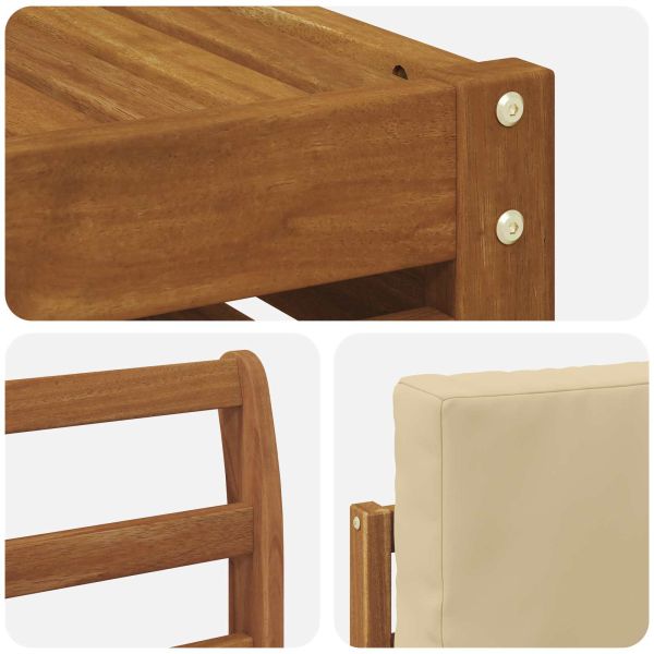 Комплекти дивани 9 pcs Натурален и Бежов Солидно акациево дърво