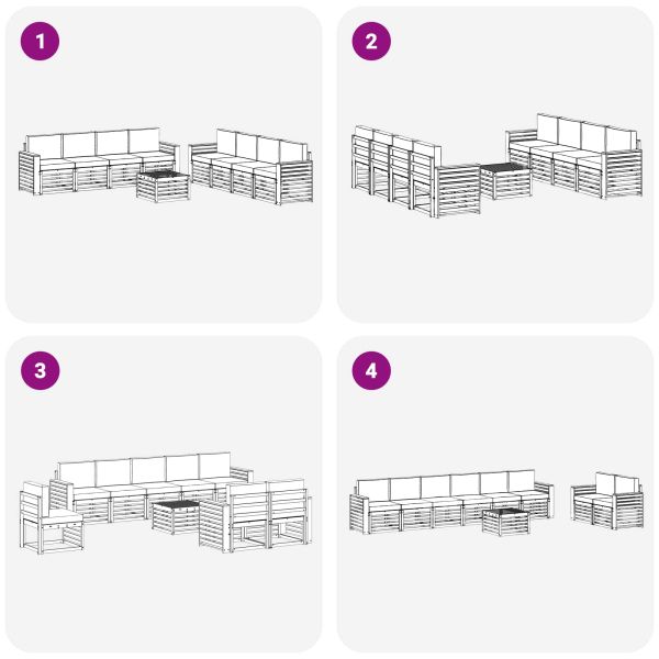Комплекти дивани с възглавница 9 pcs Естествено и светло сиво
