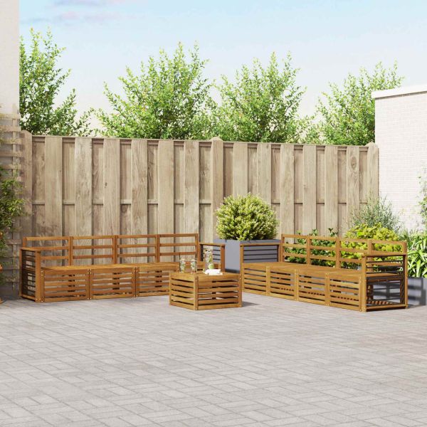 Комплекти дивани 9 pcs Естествен Солидно акациево дърво