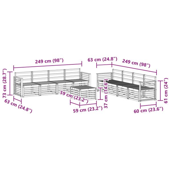 Комплекти дивани 9 pcs Естествен Солидно акациево дърво