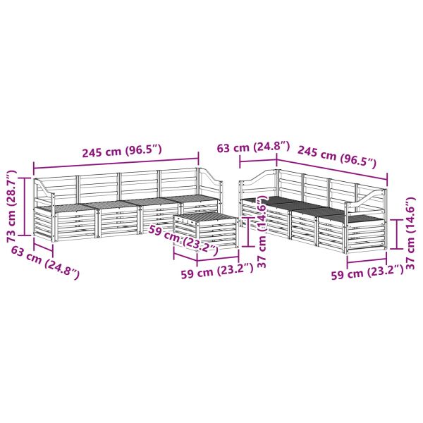 Комплекти дивани 9 pcs Естествен Солидно акациево дърво