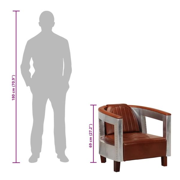 Фотьойл Aviator, кафяв, естествена кожа