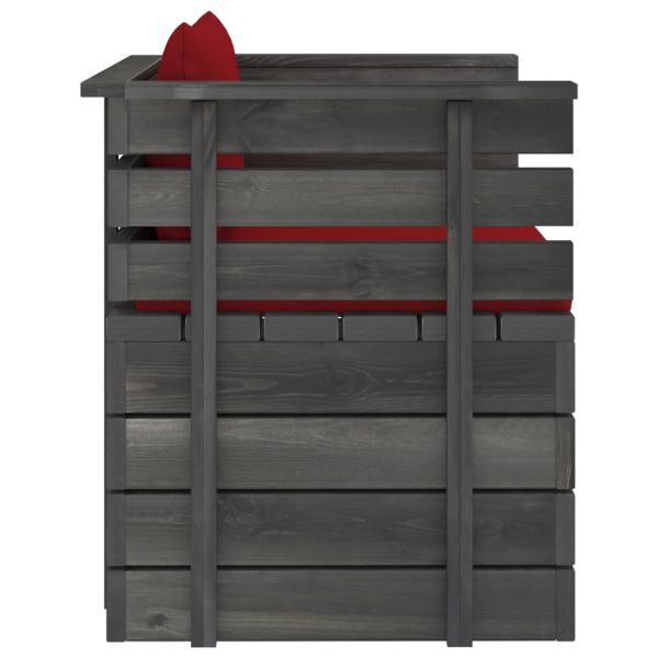 Градински фотьойл с възглавници, борова дървесина