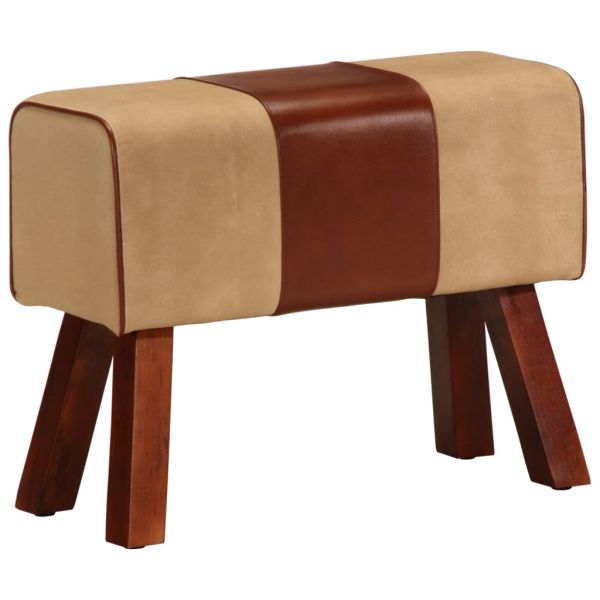 Пейка гимнастическа 58 см кафява естествена кожа и манго масив