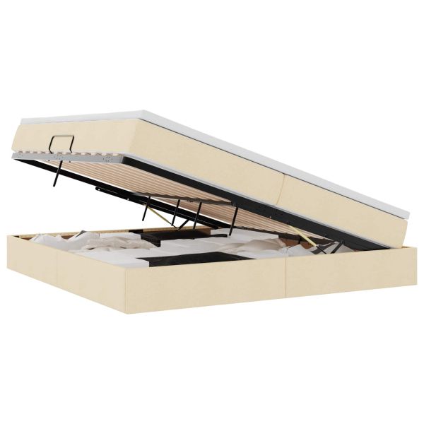 Легло с място за съхранение и матрак с матрак Крем 200 x 200 cm