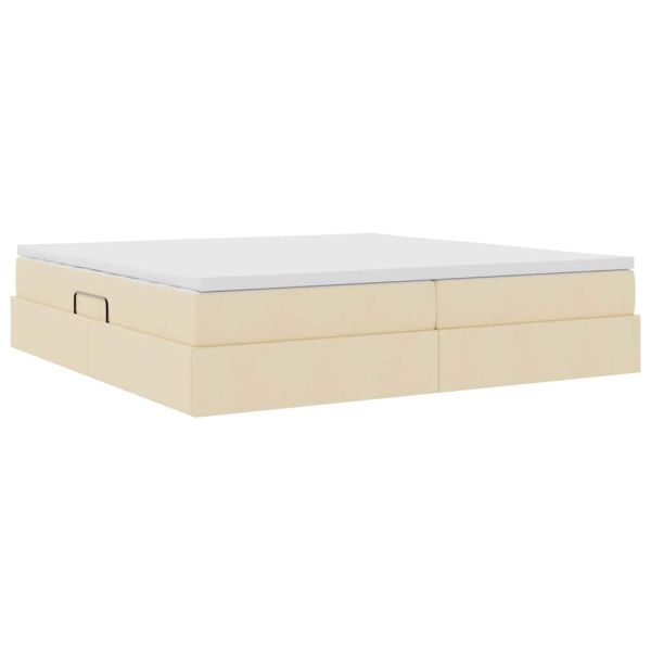 Легло с място за съхранение и матрак с матрак Крем 200 x 200 cm
