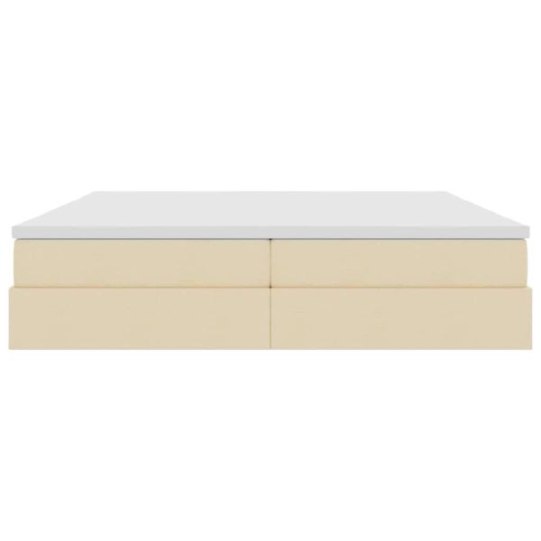 Легло с място за съхранение и матрак с матрак Крем 200 x 200 cm