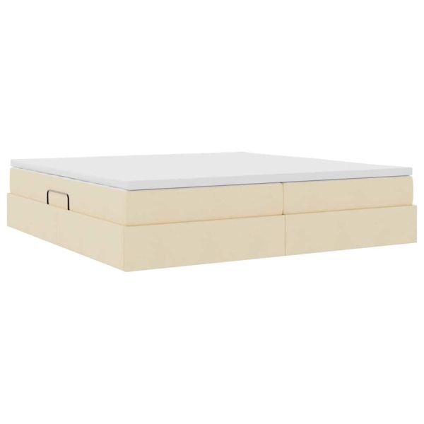 Легло с място за съхранение и матрак с матрак Крем 200 x 200 cm
