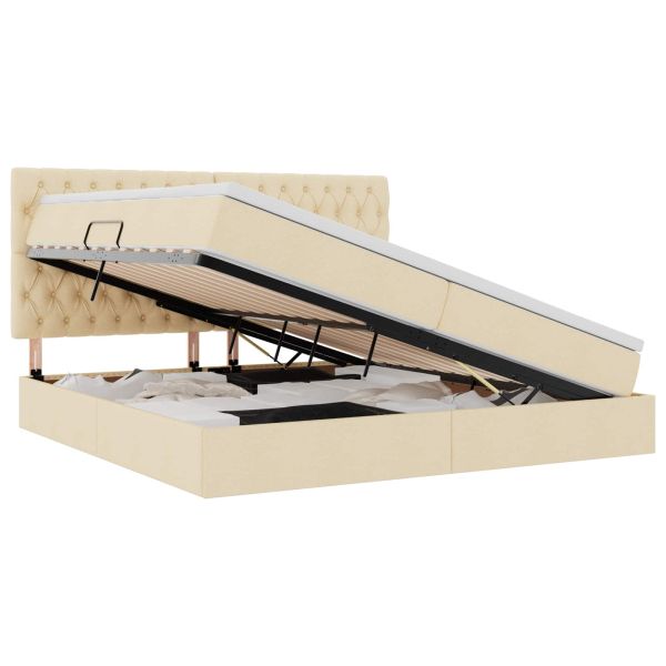 Легло с място за съхранение и матрак Кремав 200 x 200 cm