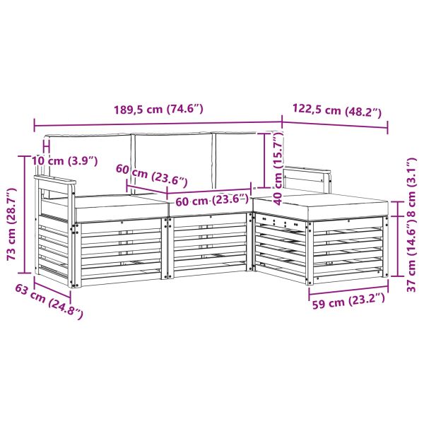 Комплекти дивани с възглавница 4 pcs Натурален и Антрацит