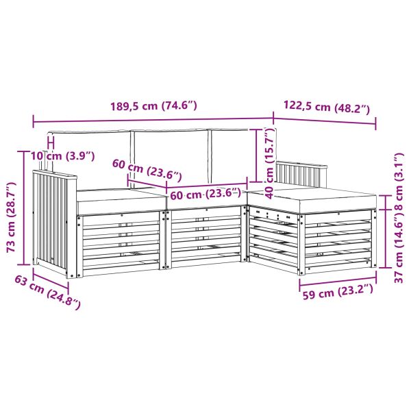 Комплекти дивани с възглавница 4 pcs Натурален и Антрацит